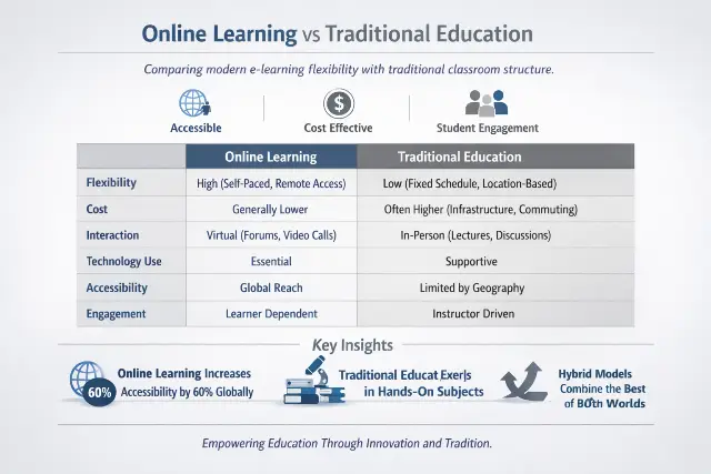 Online-learning-vs-traditional-education